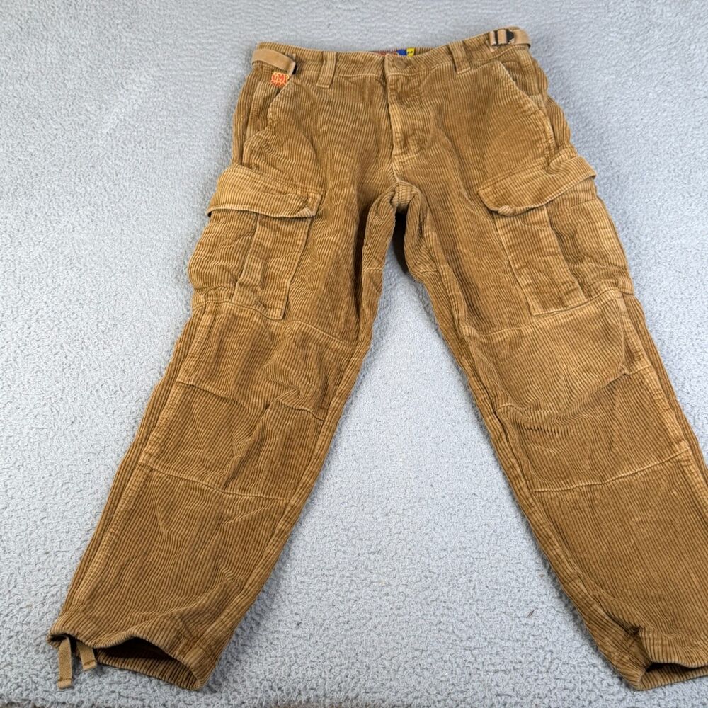 EMPYRE Cargo Corduroy Pants Mens 28x26 Brown Khaki Relaxed Streetwear Skate Y2K